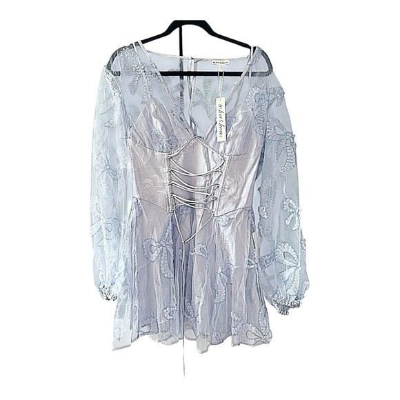 For Love and Lemons Blue Bow Presley Mini Tulle Dress size medium - Picture 5 of 10